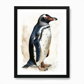 Humboldt Penguin Half Moon Island Watercolour Painting 4 Art Print