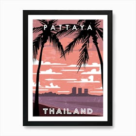 Pattaya, Thailand — Retro travel minimalist poster Art Print