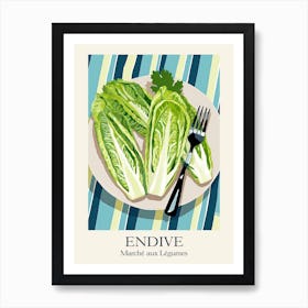 Marche Aux Legumes Endive Summer Illustration 7 Art Print