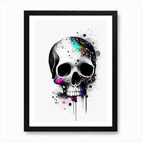 Skull With Watercolor Effects 3 Doodle Art Print