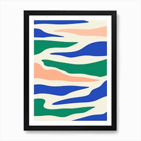 Abstract Blue And Green Stripes Art Print