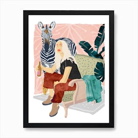 Zebra Hangout Art Print