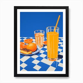 Orange Juice Checkerboard 1 Art Print