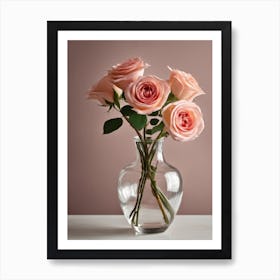 A Vase Of Pink Roses 52 Art Print