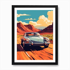 A Porsche 911 In The Andean Crossing Patagonia Illustration 3 Art Print