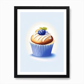 Blueberry Muffin Dessert Retro Minimal 2 Flower Art Print