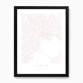 Tokyo Japan Light Pink Minimal Street Map Art Print