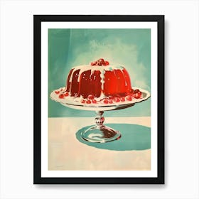 Red Jelly With Cherries Vintage Cookbook Style Illustration Art Print