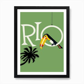 Rio, Brazil, Toucan And A Palm Tree Art Print