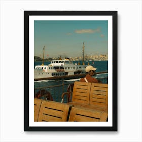 Istanbul Bosphorus scene with ferry Art Print