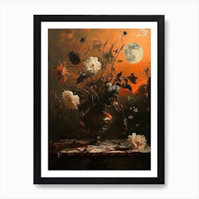 Baroque Floral Still Life Moonflower 1 Art Print