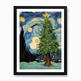 Christmas Tree Van Gogh Style Art Print