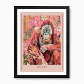 Floral Animal Painting Orangutan 2 Poster Art Print