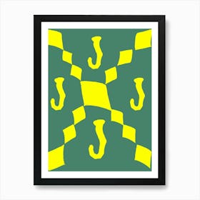 Yellow And Black Checkerboard Art Print