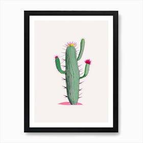 Turk S Head Cactus Minimal Line Drawing Art Print