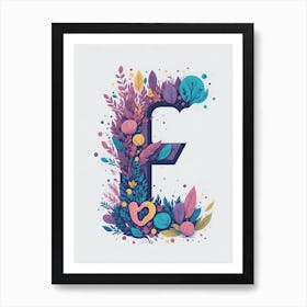 Colorful Letter E Illustration 88 Art Print