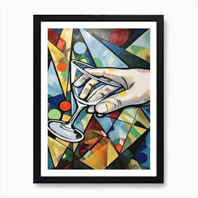 A Hand Holding A Martini Cubistic 3 Art Print