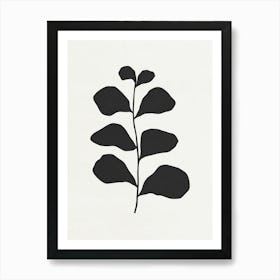 Minimalist Black Leaf 06 Art Print