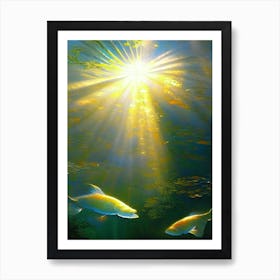 Tancho Koi Fish Monet Style Classic Painting Art Print