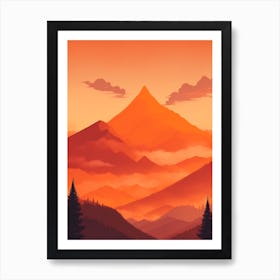 Misty Mountains Vertical Composition In Orange Tone 225 Art Print