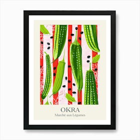 Marche Aux Legumes Okra Summer Illustration 2 Art Print