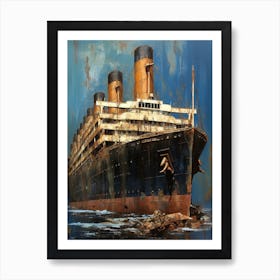 Titanic Ship Dramatic Illustration 2 Art Print