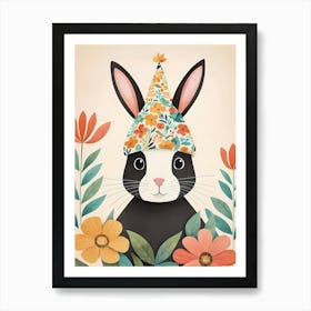 Floral Cute Baby Rabbit Bunny Nursery (16) Art Print