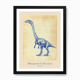 Dinosaur Blue Print Style Poster Art Print