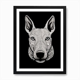 Boston Terrier Dog, Line Drawing 6 Art Print