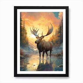 Moose in the forest Art Print