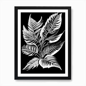 Cassia Leaf Linocut 1 Art Print