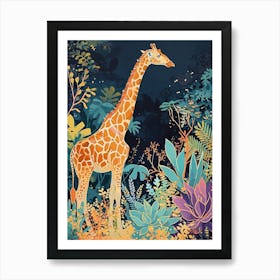 Giraffe In The Plants Watercolour Style 1 Art Print
