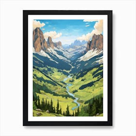 Dolomites Alta Via Italy 2 Vintage Travel Illustration Art Print