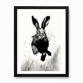 Rabbit Prints Ink Drawing Black And White 4 Art Print