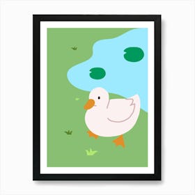 Duck By The Pond Art Print