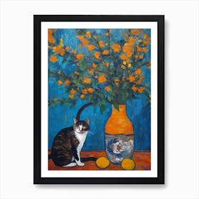 Still Life Of Bird Of Paradise With A Cat 3 Art Print