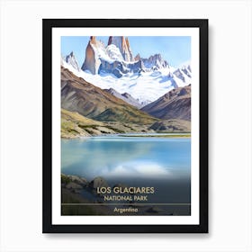 Los Glaciares National Park Argentina Patagonia Watercolour 2 Art Print