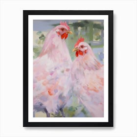 Pink Ethereal Bird Painting Chicken 2 Art Print