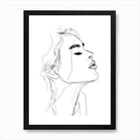 Woman'S Face Minimalist One Line Illustration Art Print