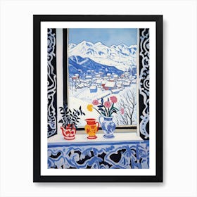 The Windowsill Of Aosta   Italy Snow Inspired By Matisse 2 Art Print