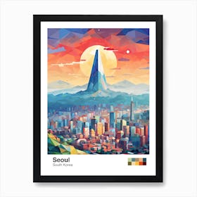 Seoul, South Korea, Geometric Illustration 3 Poster Art Print