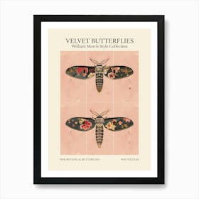 Velvet Butterflies Collection Pink Botanical Butterflies William Morris Style 5 Poster