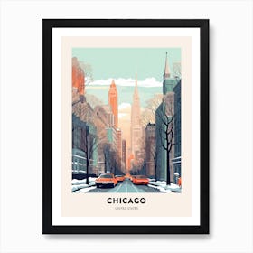 Vintage Winter Travel Poster Chicago Usa 1 Art Print