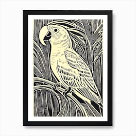 Parrot Linocut Bird Art Print
