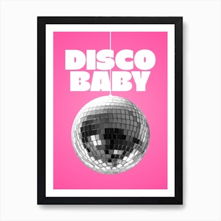 Pink Disco Ball Art Print