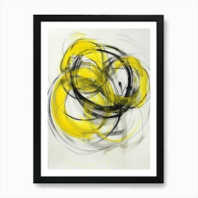 Yellow And Black Abstract Painting 3 Art Print