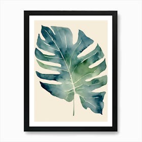 Abstract Watercolor Tropical Leaf 2 Art Print