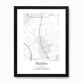 Malden,Netherlands Minimalist Map Art Print