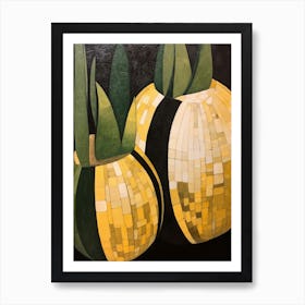 Modern Abstract Cactus Painting Golden Barrel Cactus Art Print