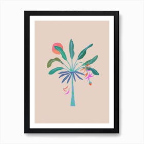 Neon Banana Tree Art Print